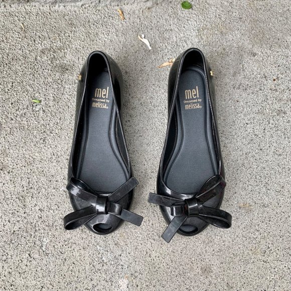 MEL By MELISSA Girls Ultra Girl Bow Shoes 12 Black Slip On Jelly Wedge Shoe Girl - Picture 2 of 9